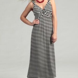 Spense Maxi Dress Sleeveless V Neck Stripe Navy Blue Size Small